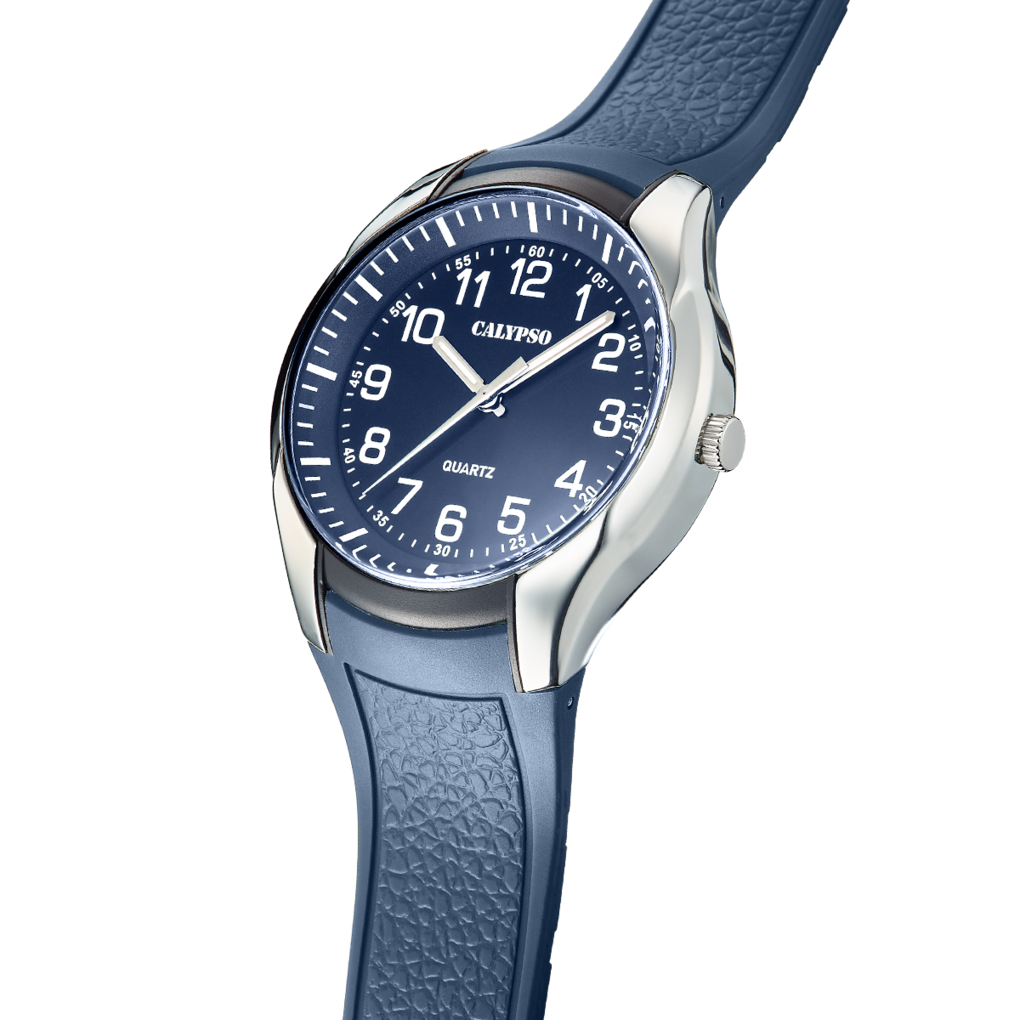 Calypso K5843/2 - Orologio Uomo Stile Urbano, Cassa Multicolor E Cinturino In Caucciù Blu, 5 Atm