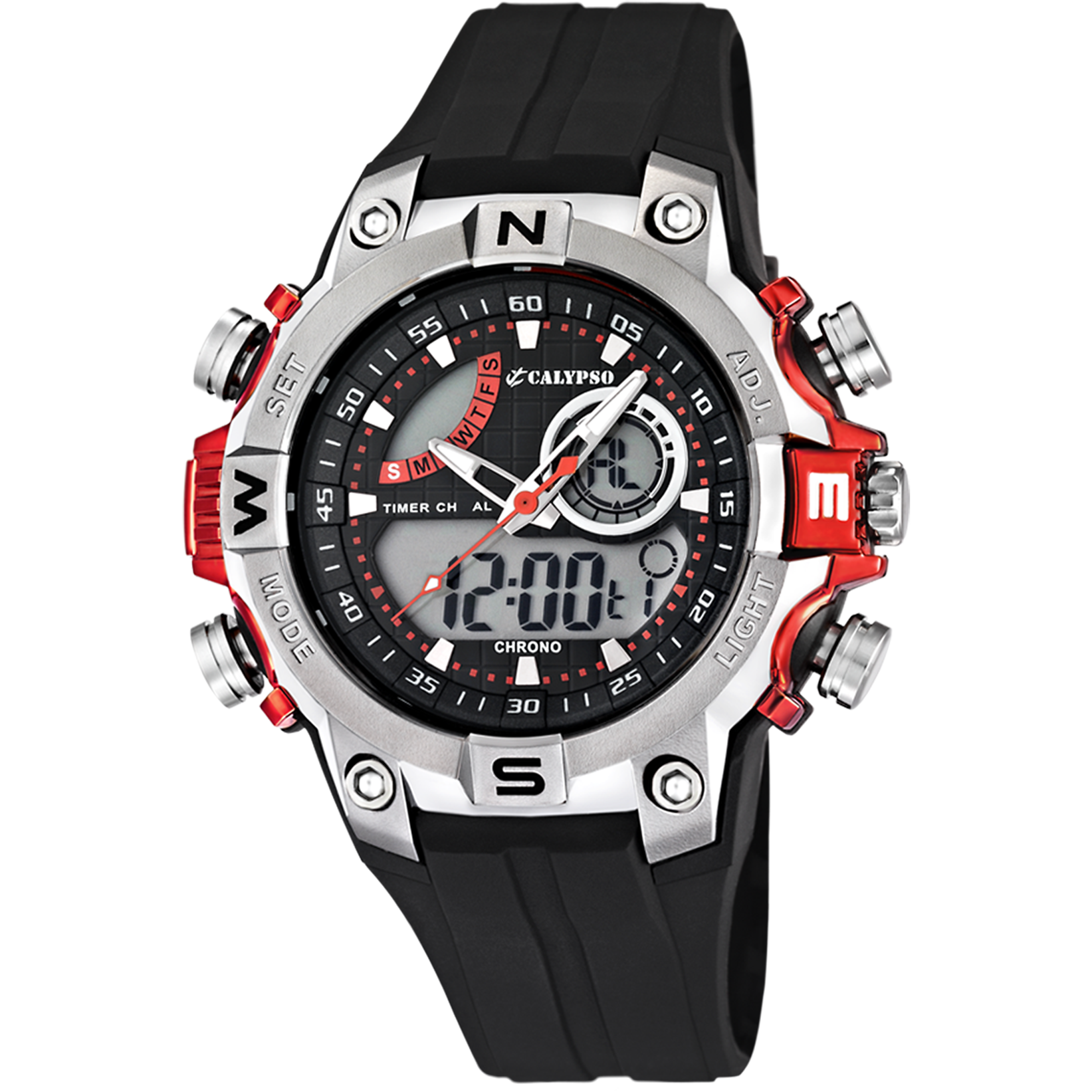RELOJ CALYPSO K5586/1 NEGRO CORREA DE CAUCHO HOMBRE