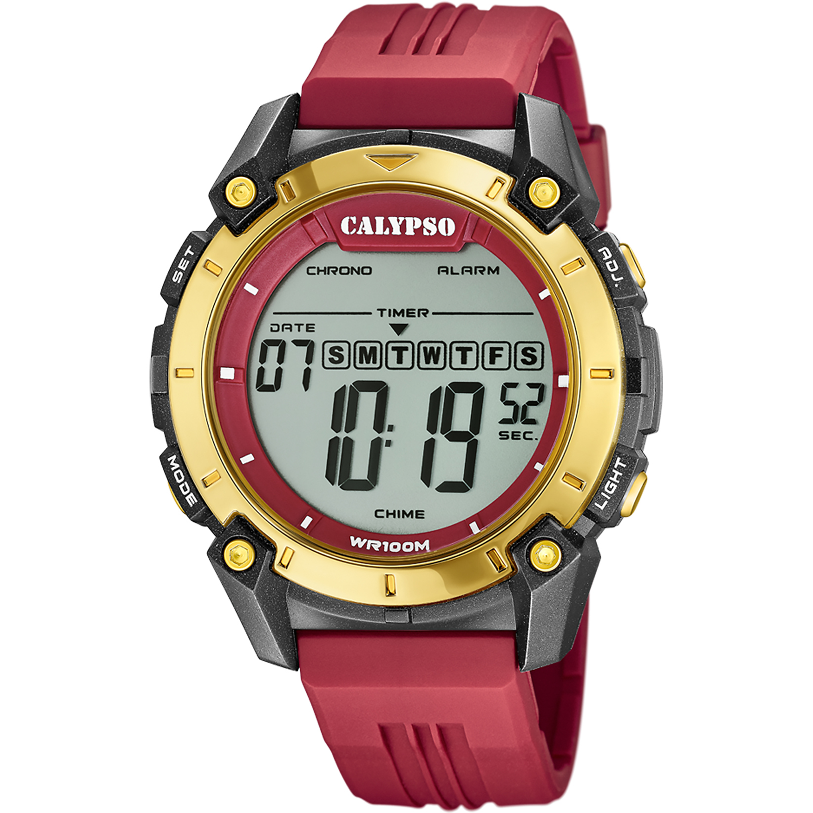 Calypso Flash Time – Orologio Digitale Uomo K5840/1 – Cassa Multicolore E Cinturino In Gomma Azzurro – Sportivo Con Cronometro E Allarme