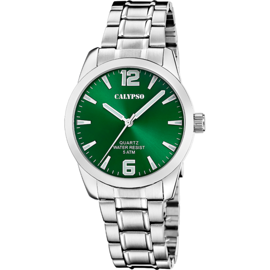 Reloj Calypso Basic K5866/5 Verde Brazalete De Acero Inoxidable, Hombre