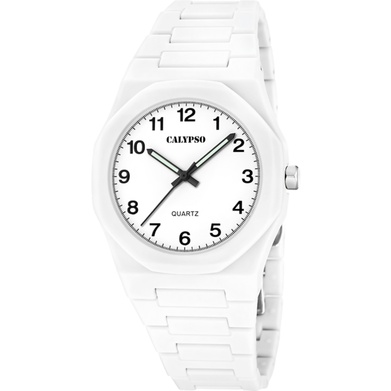 Reloj Calypso Street Style K6080/1 Blanco Correa De Caucho, Unisex