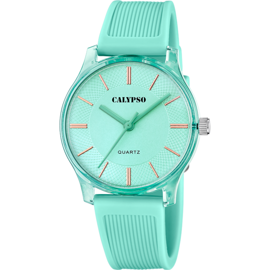 Reloj Calypso Trendy K6085/3 Verde Correa De Caucho, Mujer