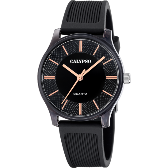 Reloj Calypso Trendy K6085/4 Negro Correa De Caucho, Mujer