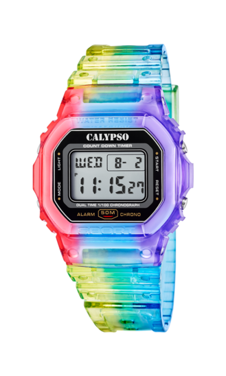 WATXANDCO Orologio Digitale RWA3714 - Quadrante Multicolore Con Giorno E Data - Unisex Adulto