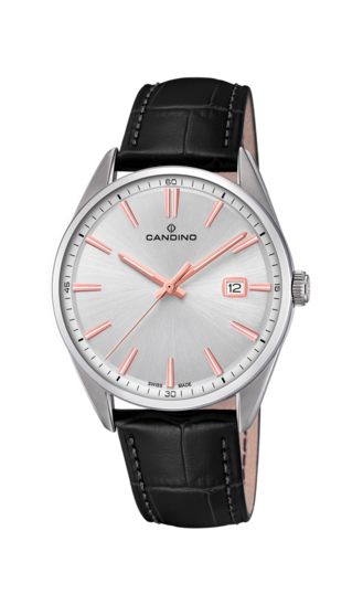 Reloj Suizo CANDINO para hombre, colección GENTS CLASSIC TIMELESS color Blanco C4622/1