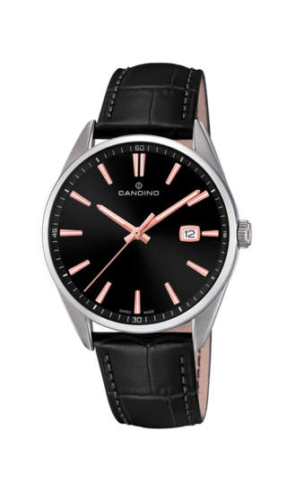 Reloj Suizo CANDINO para hombre, colección GENTS CLASSIC TIMELESS color Negro C4622/4