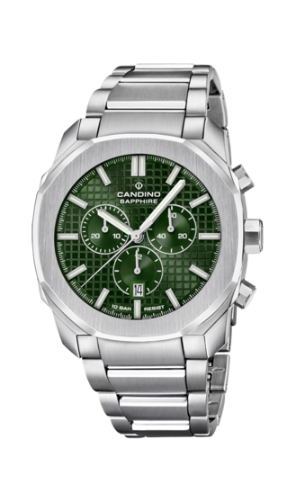 Reloj Suizo CANDINO para hombre, colección CHRONOS GUILLOCHÉ color Verde C4746/3