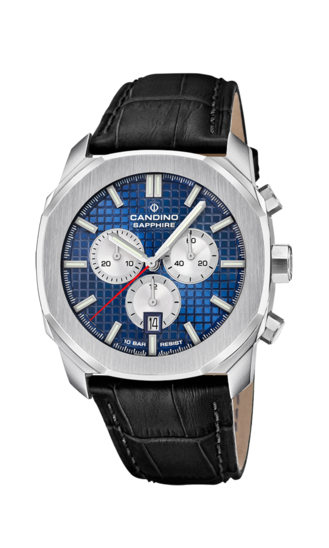 Swiss Men's CANDINO watch, silver. Collection CHRONOS GUILLOCHÉ. C4747/1