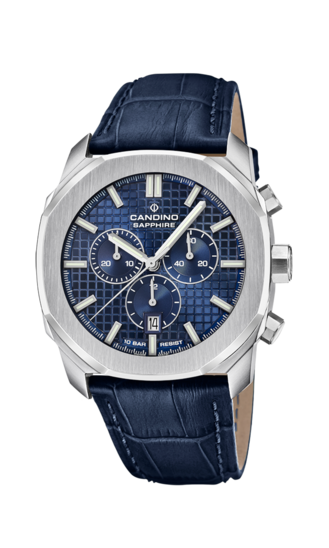 Swiss Men's CANDINO watch, blue. Collection CHRONOS GUILLOCHÉ. C4747/2