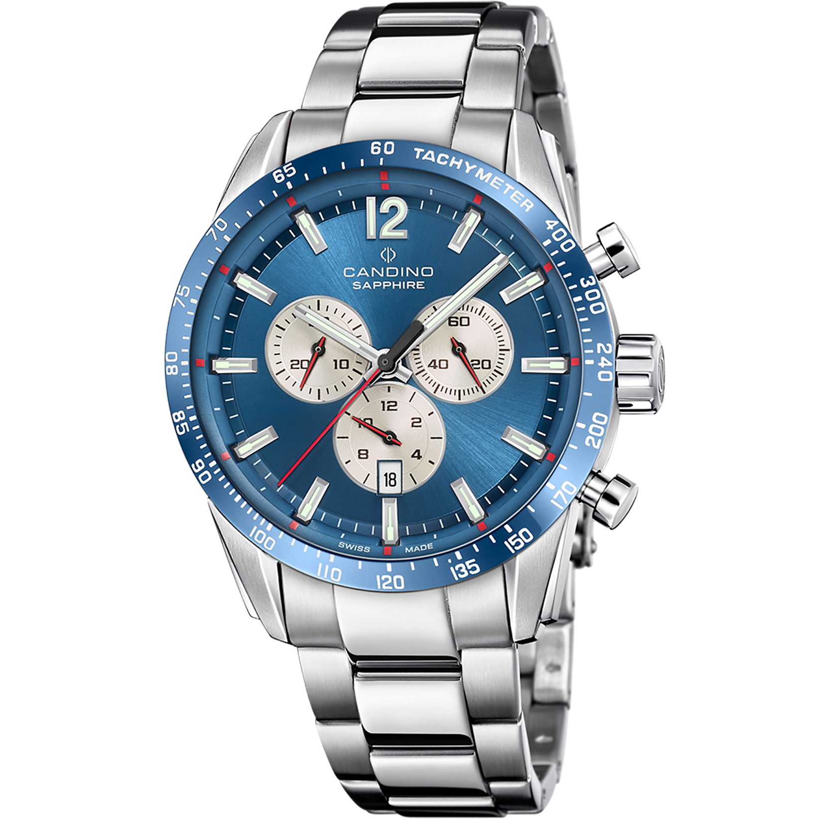 Candino Swiss men's watch with chronograph and extra strap C4757/B