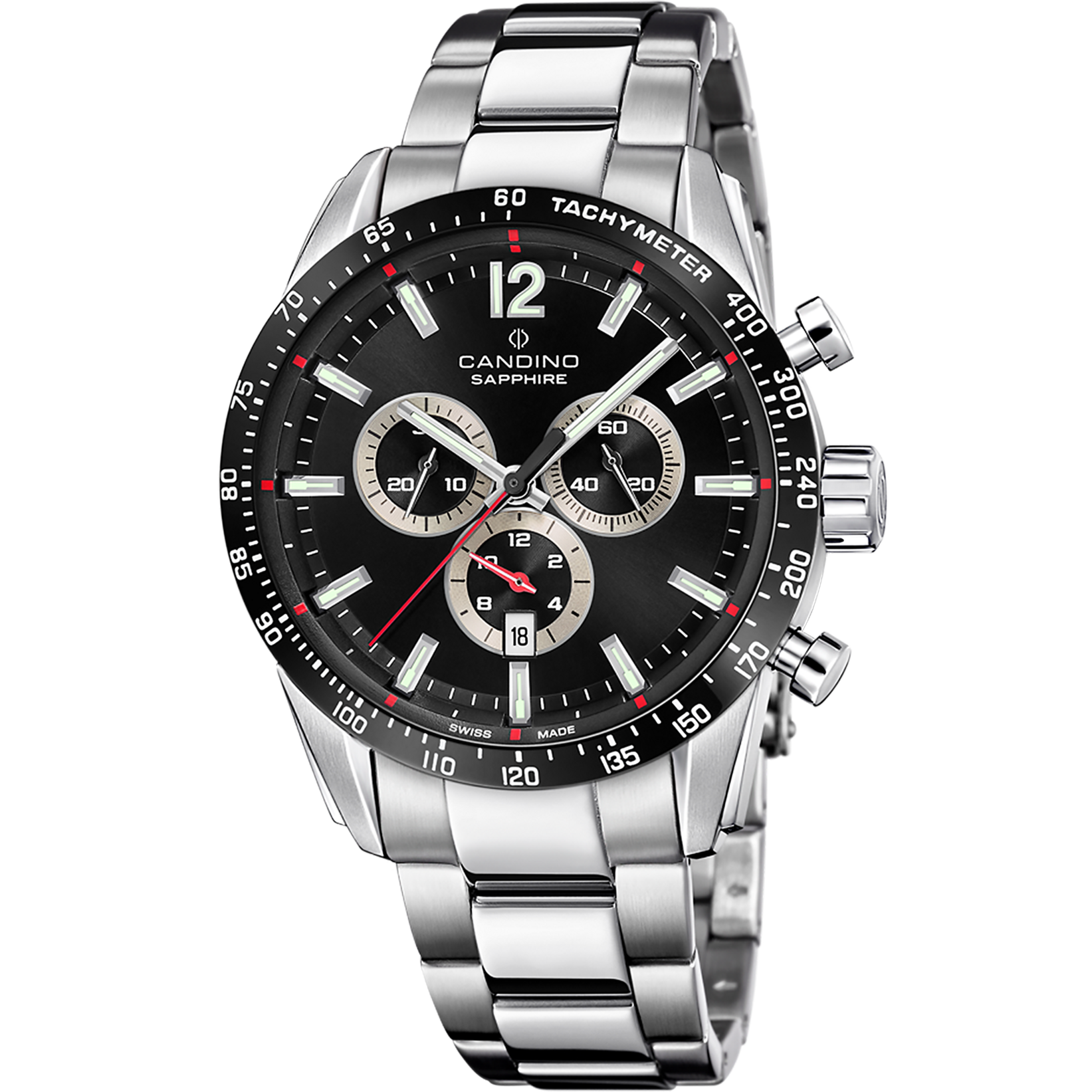 Candino Swiss men's watch with chronograph and extra strap C4757/D