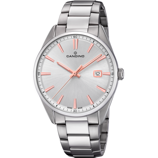 Reloj Suizo CANDINO para hombre, colección GENTS CLASSIC TIMELESS color Blanco C4621/1