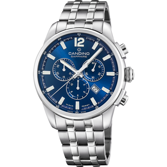 MONTRE CANDINO SWISS C4744/2 BLEU, BRACELET D’ ACIER INOXYDABLE, HOMME