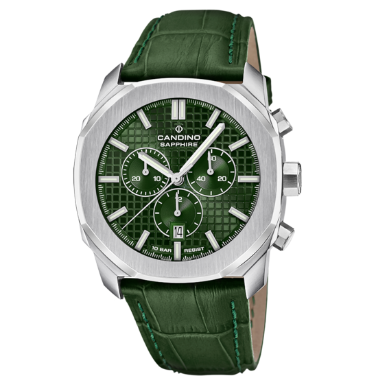 Reloj Suizo CANDINO para hombre, colección CHRONOS GUILLOCHÉ color Verde C4747/3