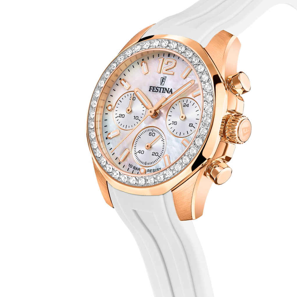 FESTINA DAMEN UHR BOYFRIEND RAINBOW F20611/1 PERLMUTT, KAUTSCHUK