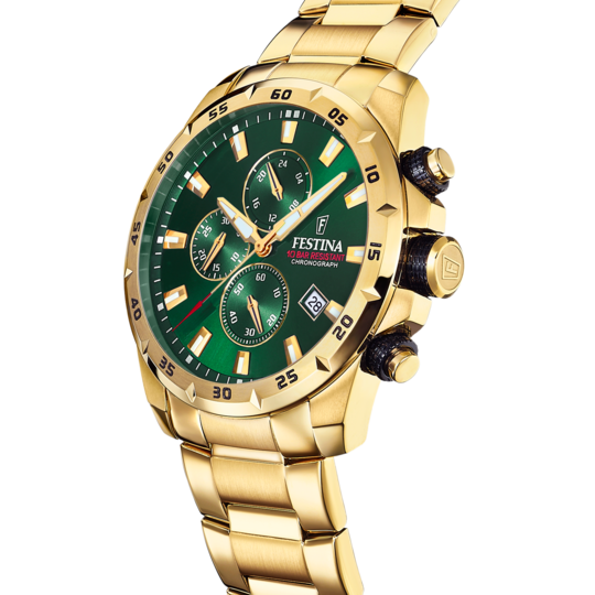 RELÓGIO FESTINA TIMELESS CHRONOGRAPH F20541/3 VERDE COM CORREIA DE AÇO, MASCULINO