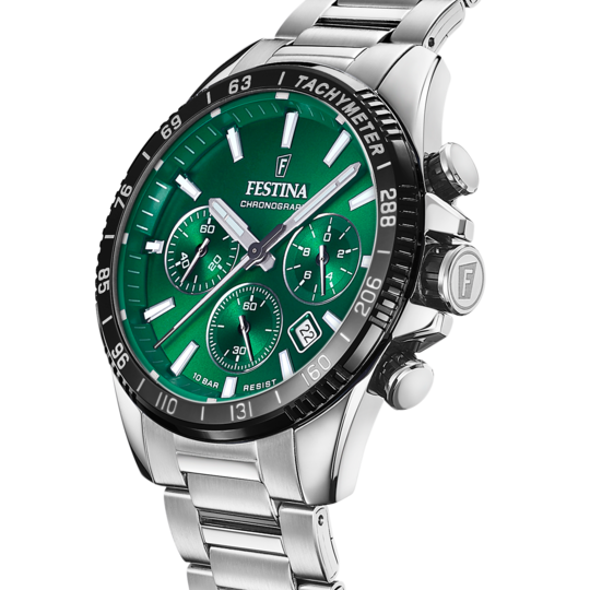 MONTRE FESTINA F20560/4 VERT, BRACELET ACIER INOXYDABLE, HOMME