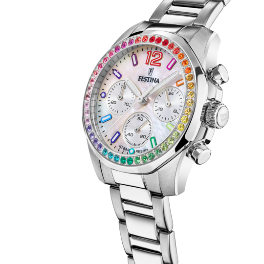 RELÓGIO FESTINA RAINBOW F20606/2 DE AÇO, MULHER