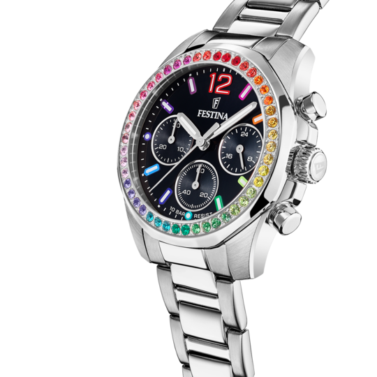 OROLOGIO FESTINA RAINBOW F20606/3 NERO CON CINTURINO IN ACCIAIO, DONNA