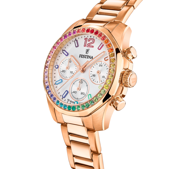 Reloj Festina Mujer Sumergible Crono Dorado Rainbow F20639/3