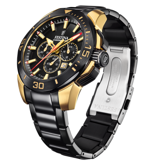 Festina black outlet gold