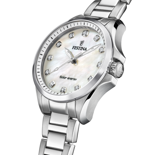 FESTINA SOLAR ENERGY F20654/1 CREAM STAINLESS STEEL 316L, WOMEN