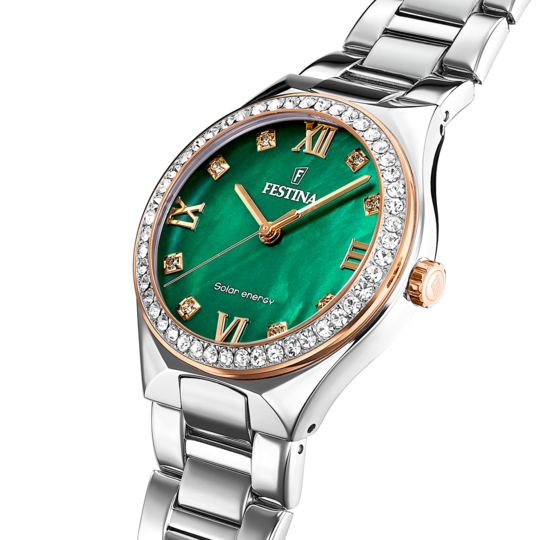 FESTINA ENERGIA SOLARE F20658/3 VERDE ACCIAIO INOSSIDABILE 316L, DONNA