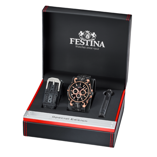 OROLOGIO FESTINA EDIZIONI SPECIALI F20329/1 NERO CINTURINO IN ACCIAIO, UOMO