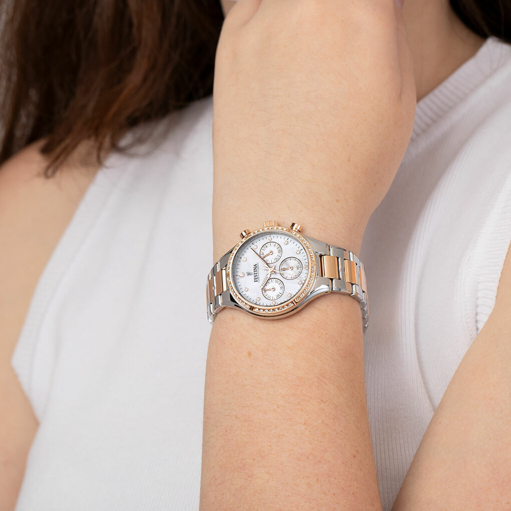 OROLOGIO FESTINA BOYFRIEND F20403/1 MADREPERLA CINTURINO IN ACCIAIO, DONNA