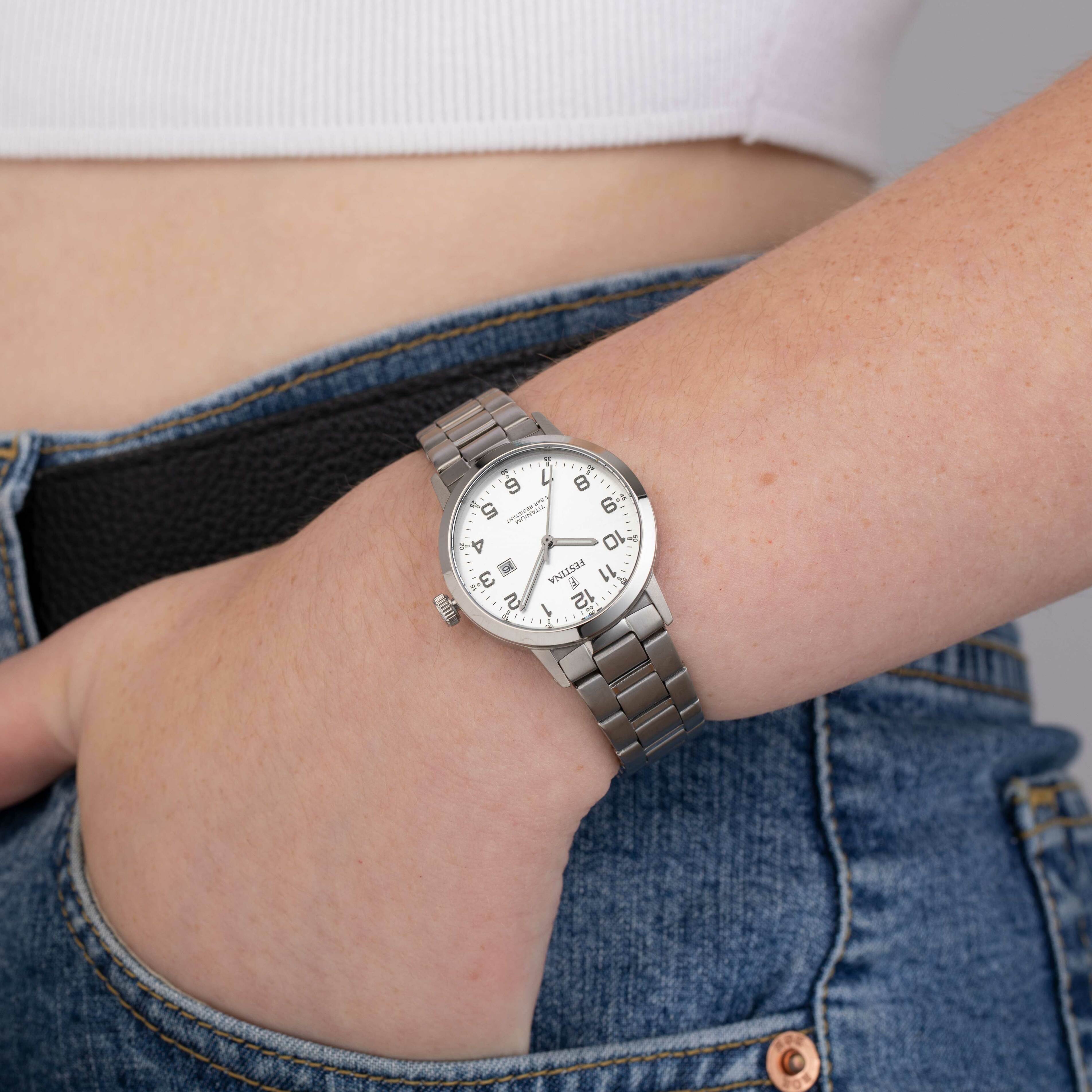 Titan Damenarmbanduhr Mit Datumsanzeige FESTINA DAMEN UHR TITANIUM