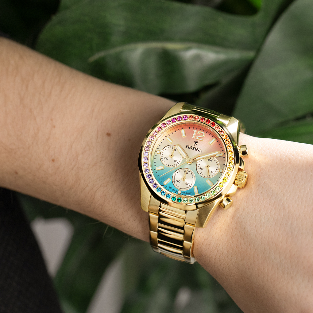 Montre Femme Mécanique à Remontage Manuel - Boîtier Acier Inox 10mm - Cadran Multicolore - Neuf
