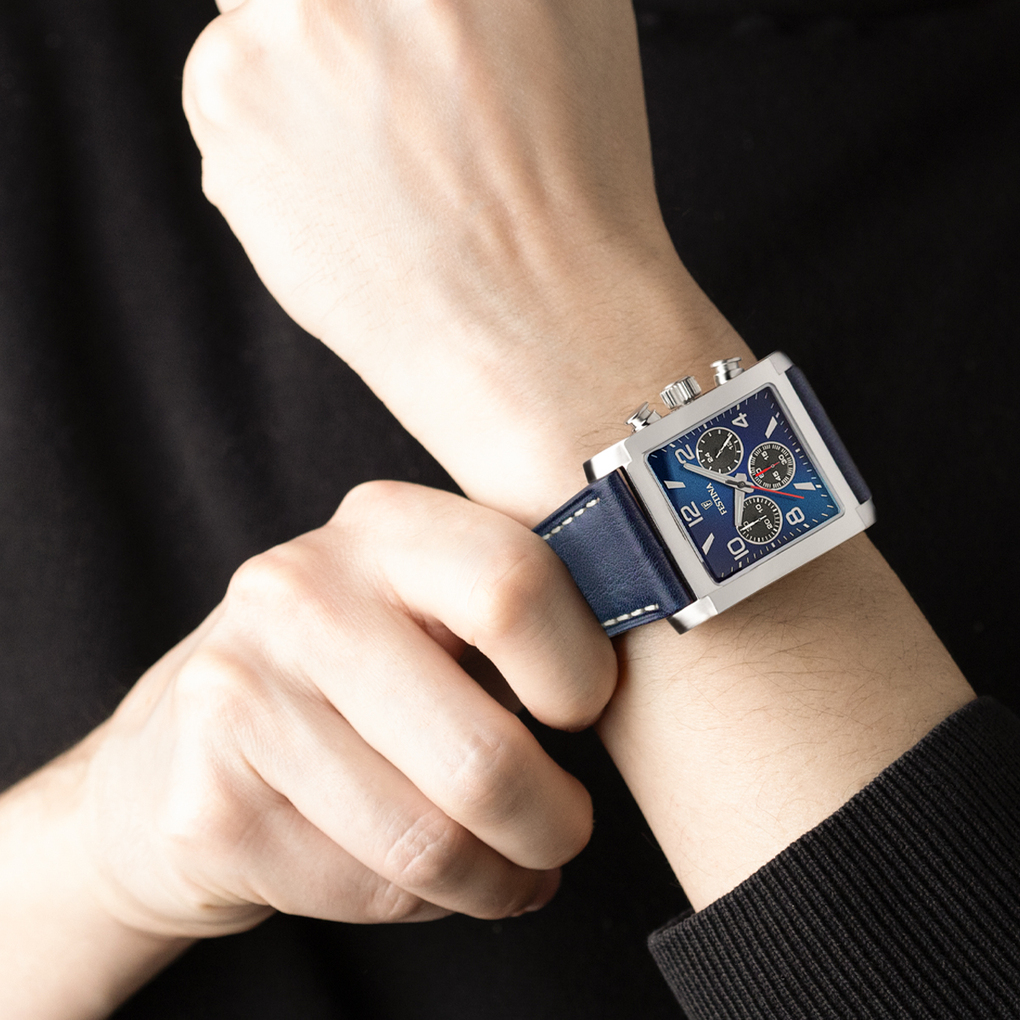 Festina watch F20653/1 blue leather strap, men