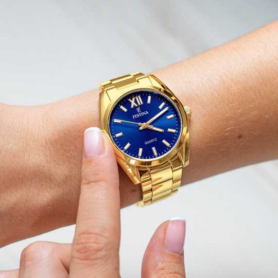 Reloj festina azul y dorado hot sale