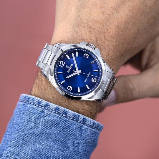 Reloj Festina hombre esfera azul y correa acero inoxidable 316L F20656/2 -  Joyerías Sánchez