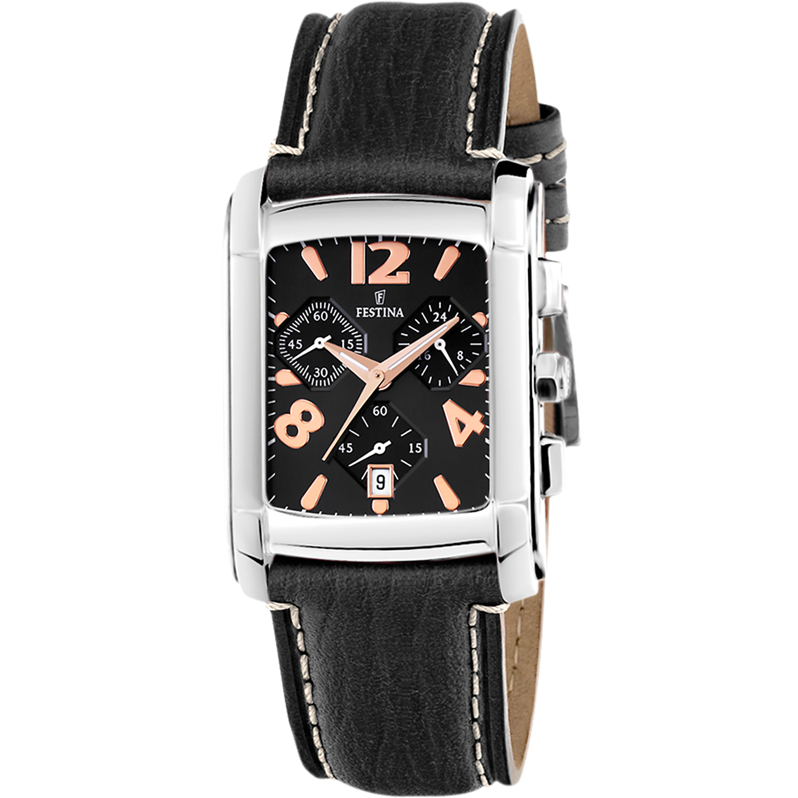 Bracelet De Montre Festina En Cuir Noir - Neuf Avec étiquettes, Accessoire Pour Montre Homme