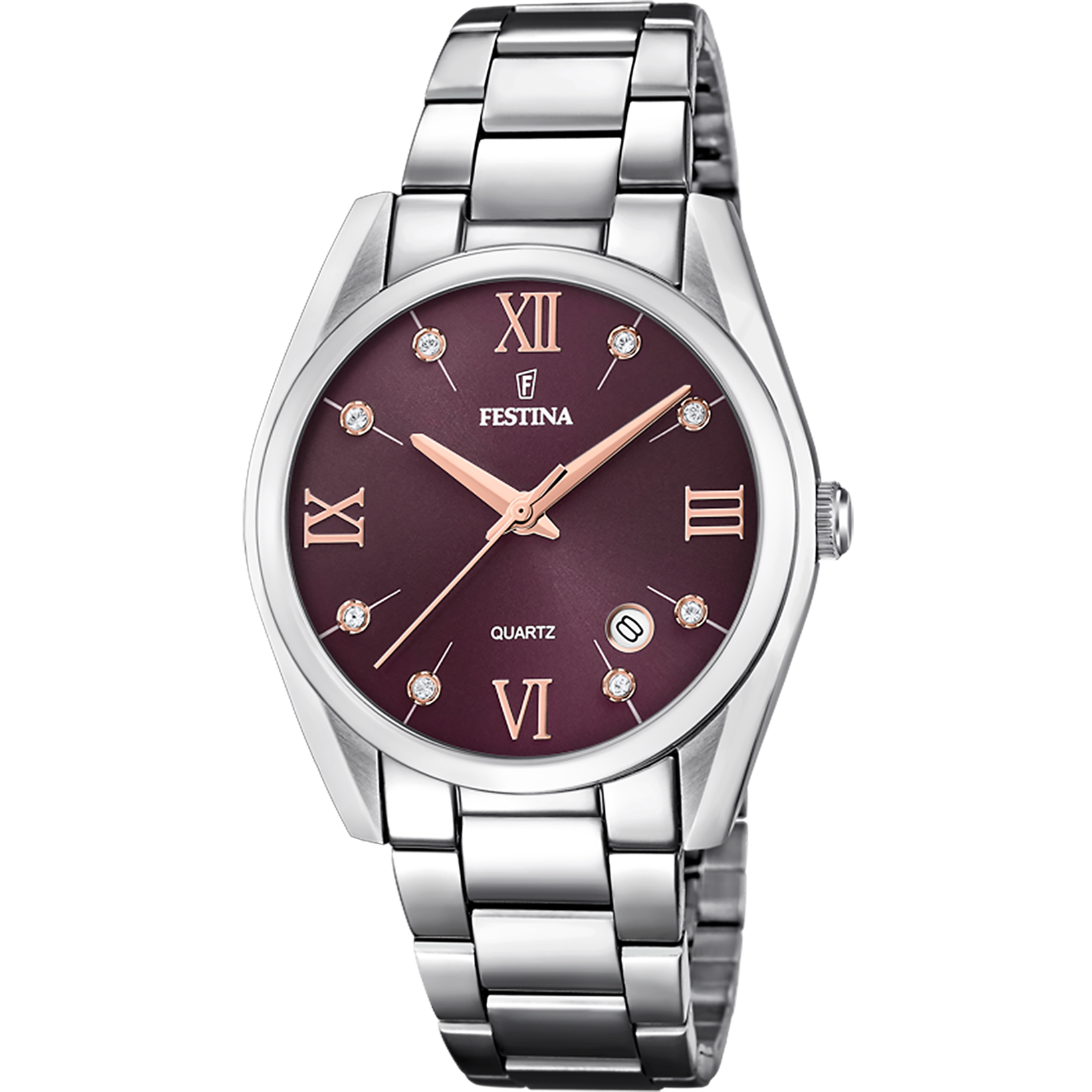 FESTINA BOYFRIEND COLLECTION WATCH F16790/E BURGUNDY STEEL STRAP