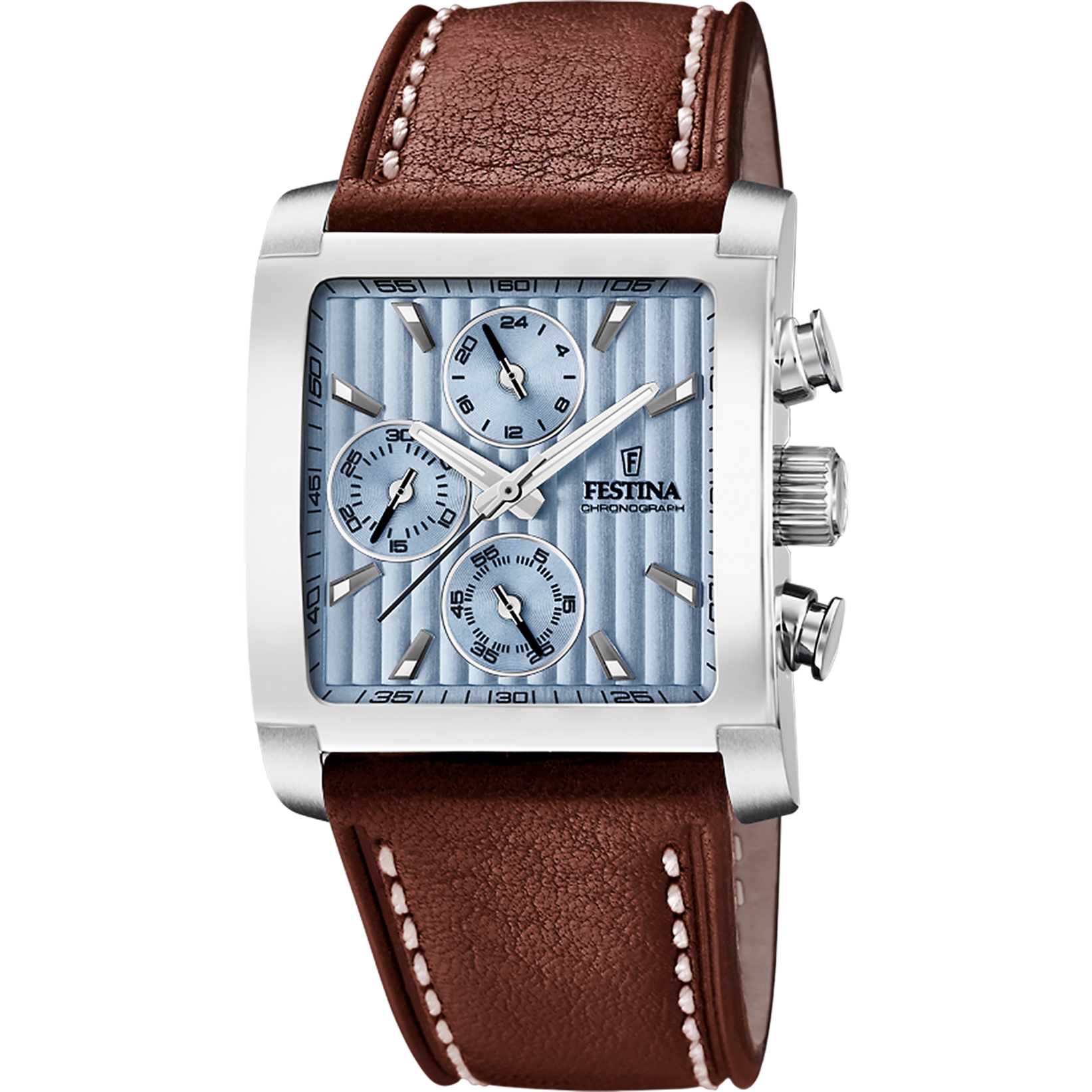 OROLOGIO FESTINA TIMELESS CHRONOGRAPH F20424/1 AZZURO CINTURINO IN PELLE,  UOMO