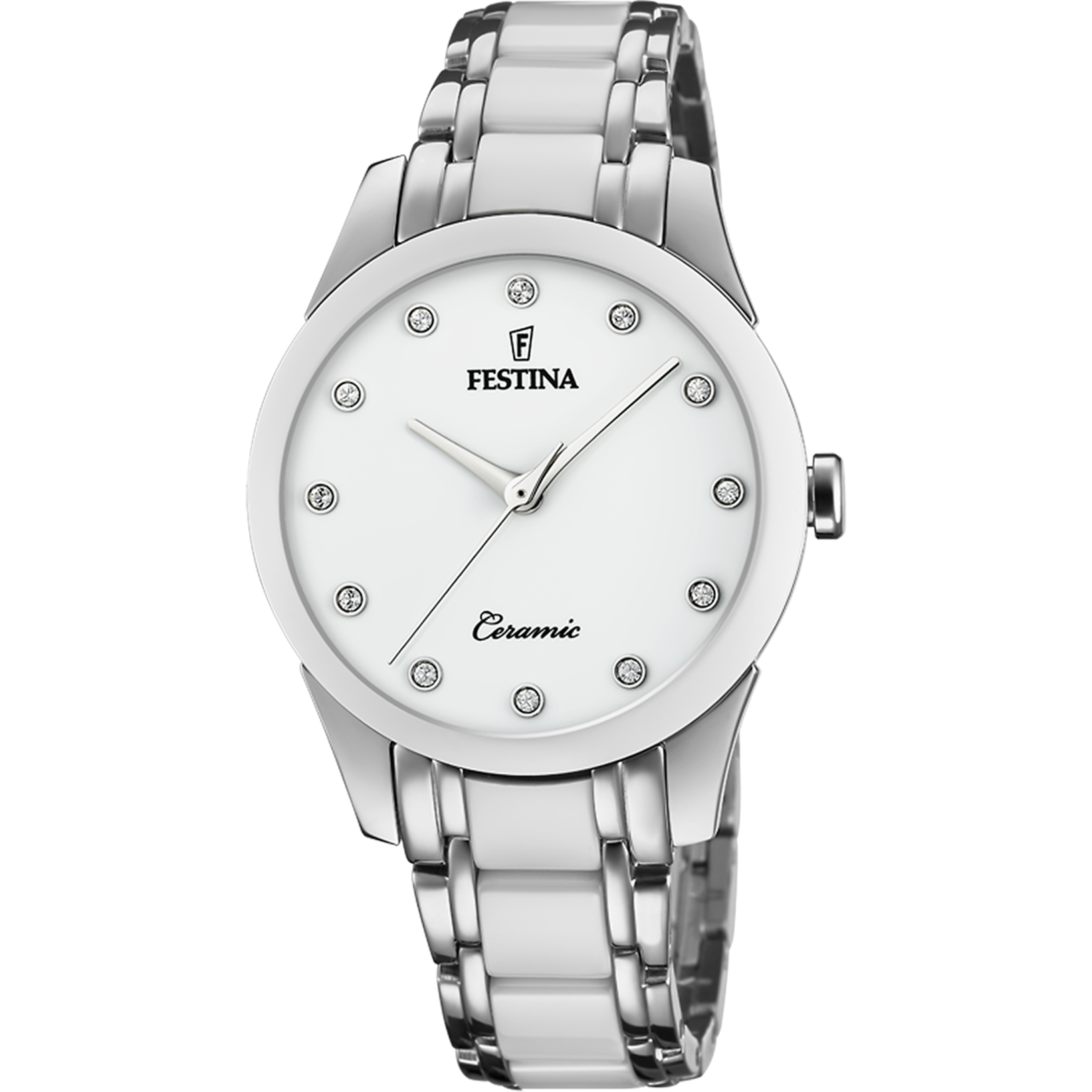 FESTINA CERAMIC WATCH F20499 1 WHITE STEEL STRAP WOMEN