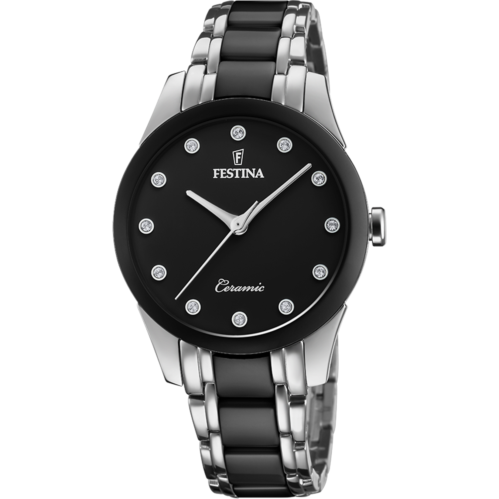 MONTRE FESTINA CERAMIC F20499 3 NOIR BRACELET EN ACIER FEMME