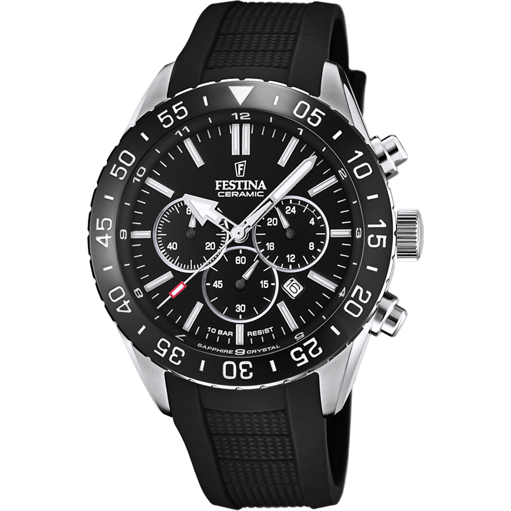 FESTINA CERAMIC WATCH F20515 2 BLACK RUBBER STRAP MEN S