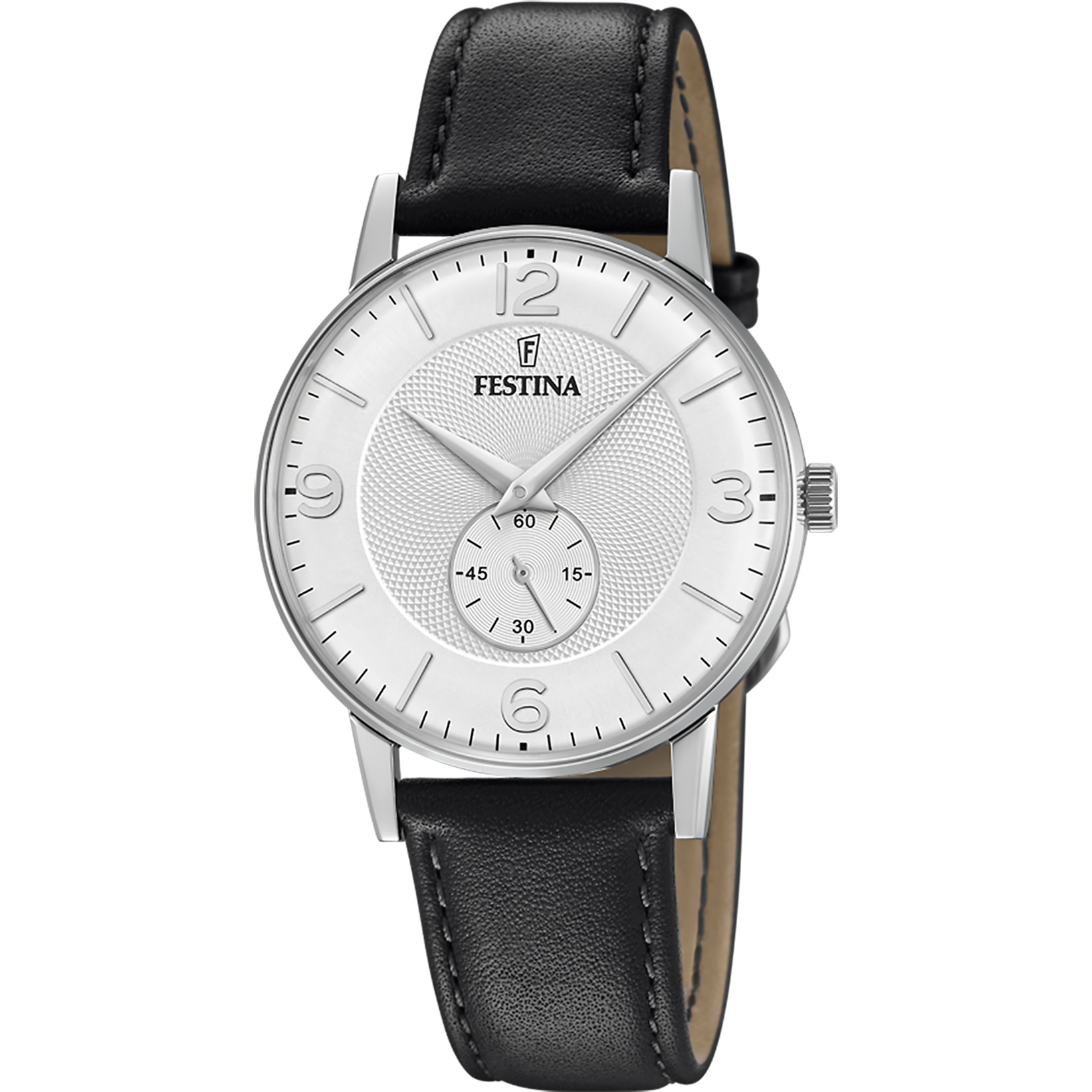 FESTINA WATCH F20566/2 SILVER MEN\'S LEATHER STRAP