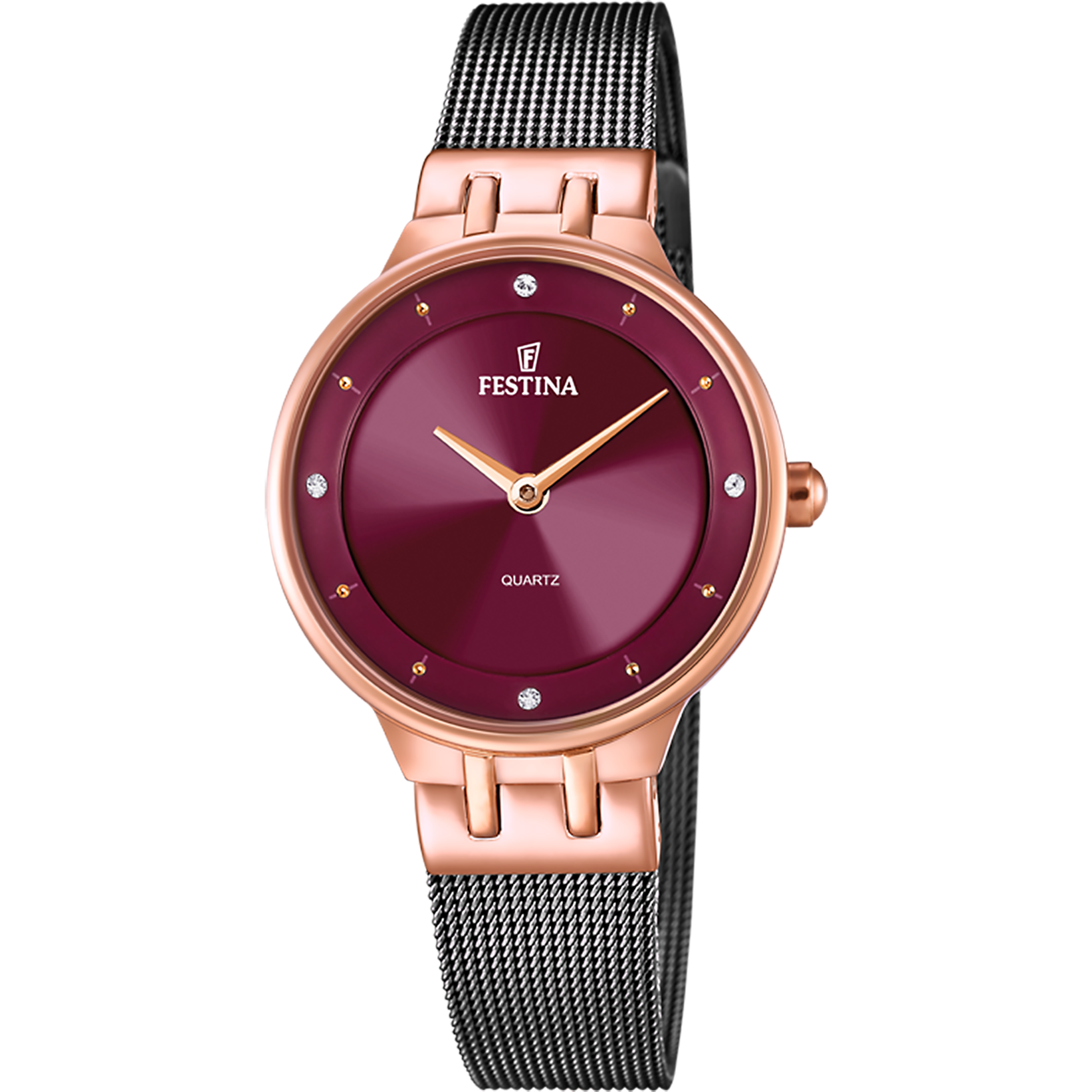 FESTINA WATCH F20599 2 WITH GRANATE STEEL STRAP FOR WOMEN