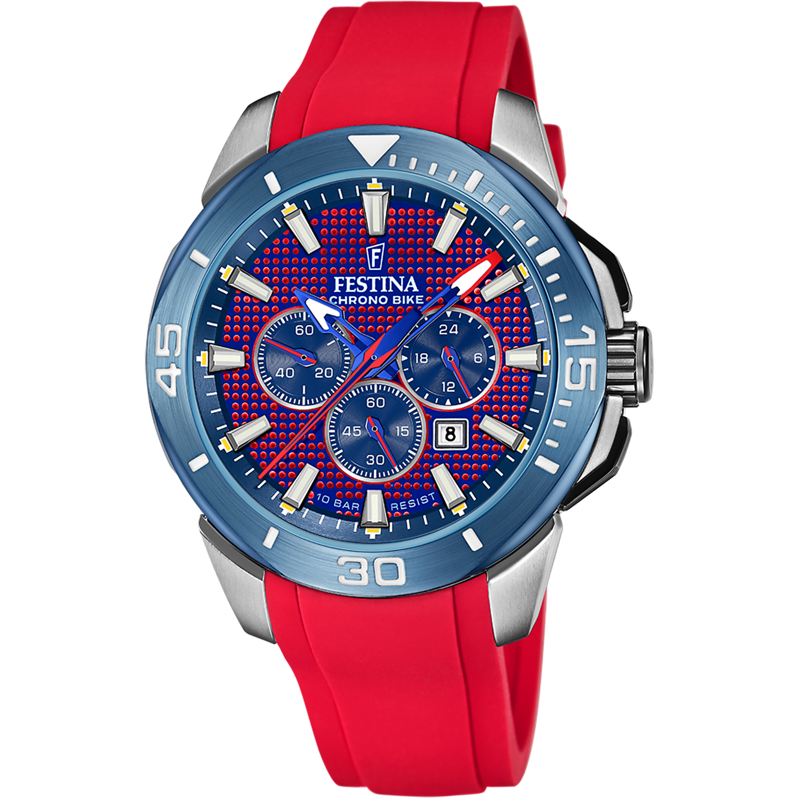 FESTINA CHRONO BIKE WATCH F20642 2 RED RUBBER STRAP MEN S