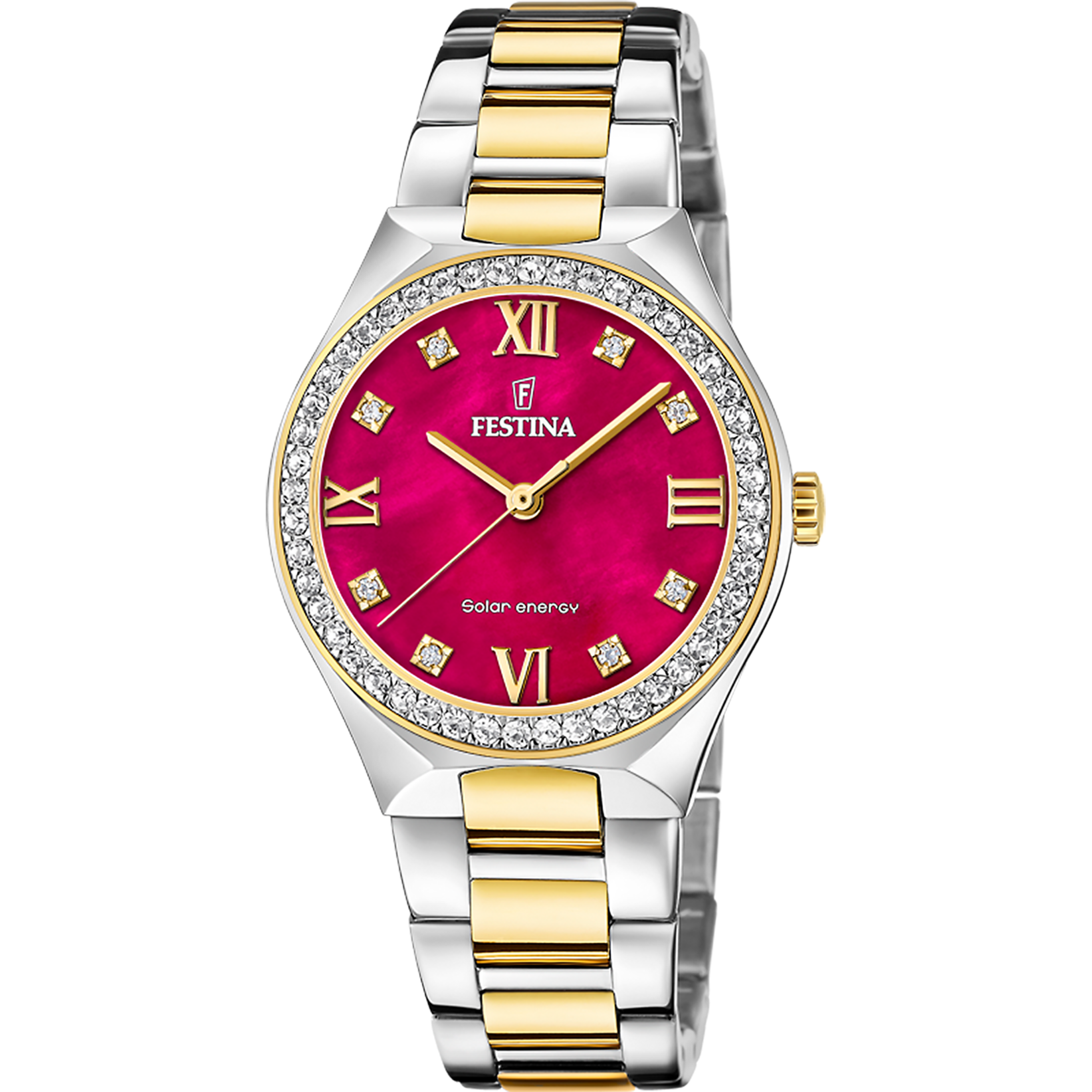 DAMEN SOLAR ENERGY FESTINA F20659/3 ROT EDELSTAHL