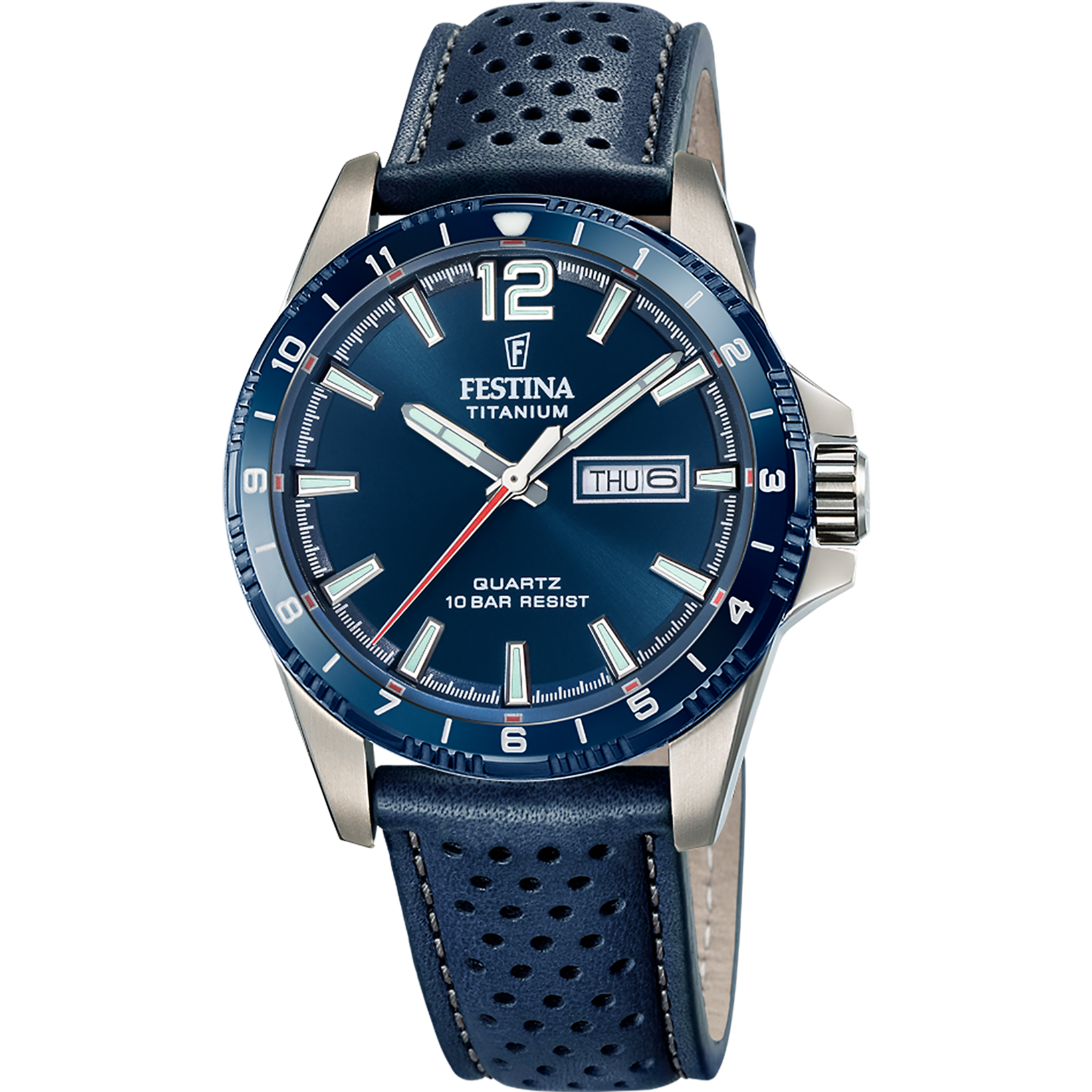 FESTINA MEN'S BLUE TITANIUM LEATHER WATCH BRACELET F20699/2