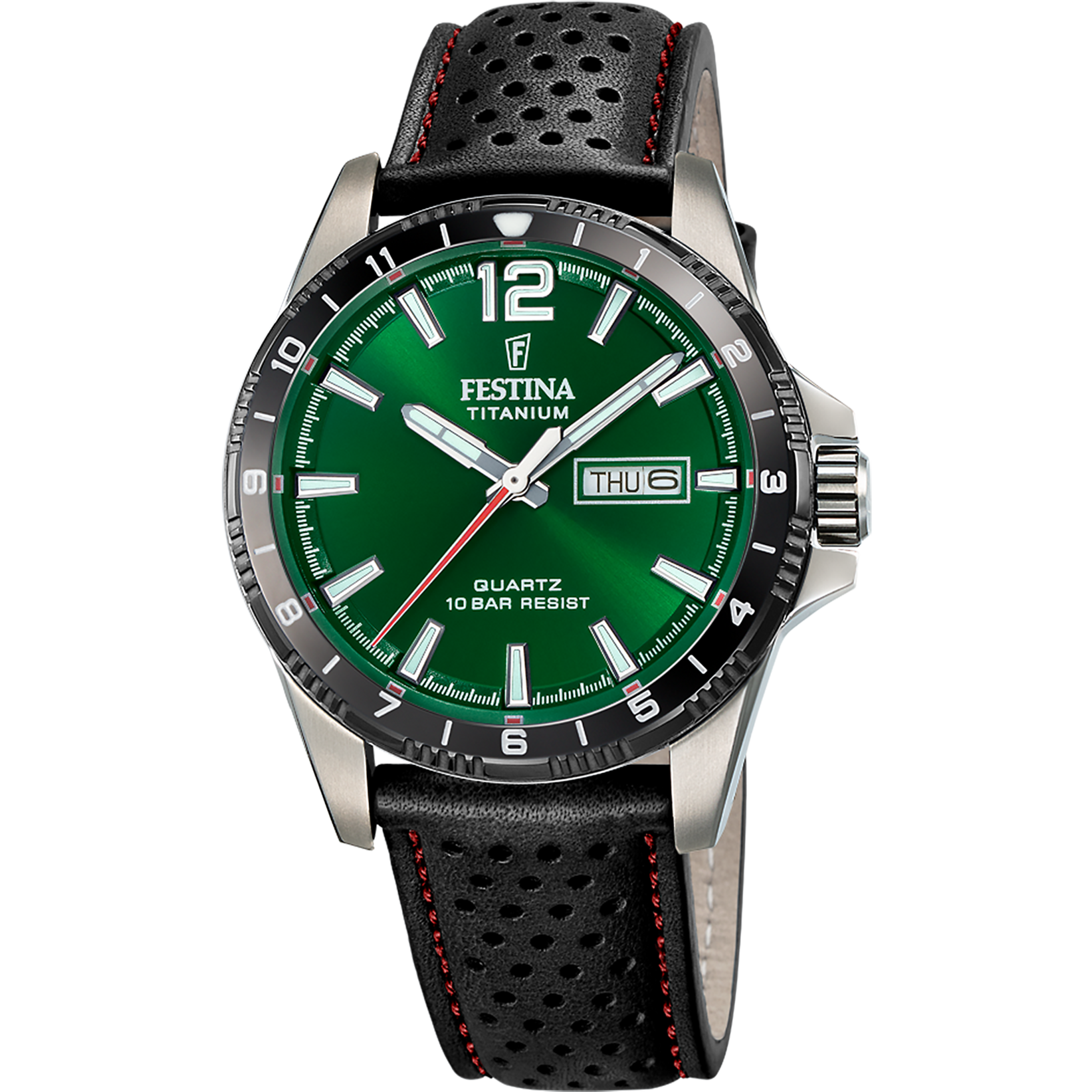 FESTINA MEN'S GREEN TITANIUM LEATHER WATCH BRACELET F20699/3