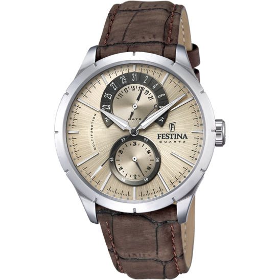 FESTINA RETRO WATCH F16573/9 CREAM LEATHER STRAP, MEN'S