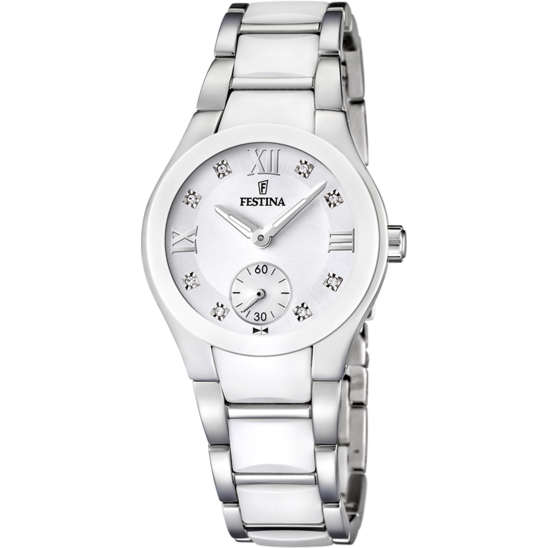 MONTRE FESTINA CERAMIC F16588/2 BLANC, BRACELET EN ACIER, FEMME