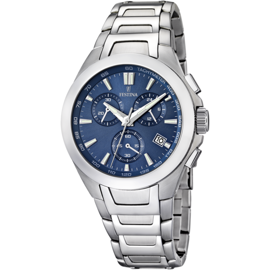 MONTRE FESTINA TIMELESS CHRONOGRAPH F16678/2 BLEU, BRACELET EN ACIER, HOMME