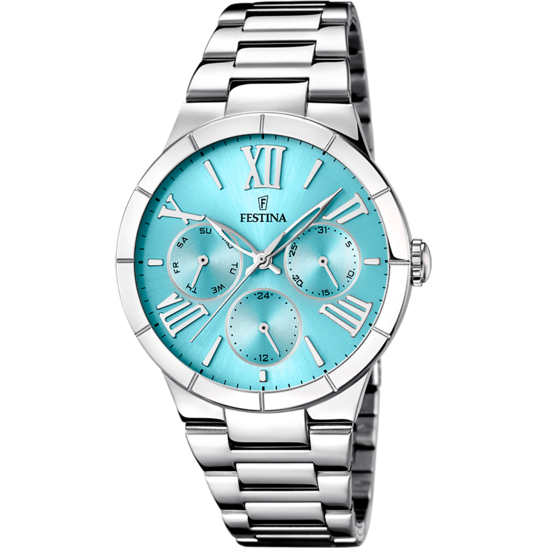 RELÓGIO FESTINA F16716/4 AZUL COM CORREIA DE AÇO INOXIDÁVEL 316L, FEMININO